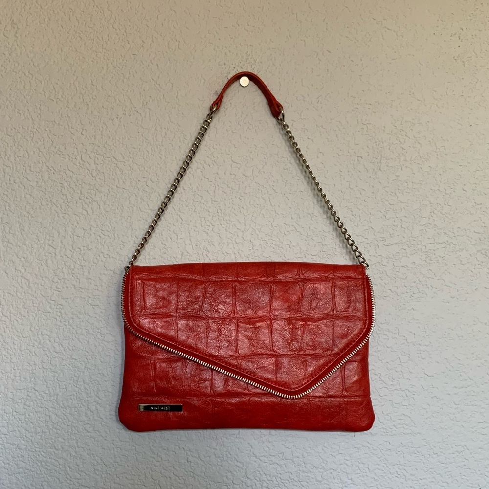 Nine West Red Zipper Trim Purse/Clutch